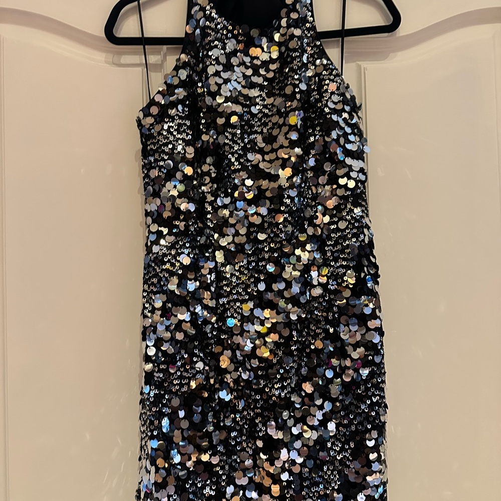 Dress the Population Black and Silver Sequin Dress 🖤🩶